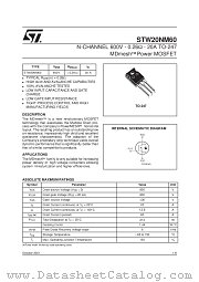 STW20NM60 datasheet pdf SGS Thomson Microelectronics
