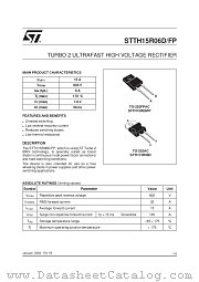 STTH15R06FP datasheet pdf SGS Thomson Microelectronics