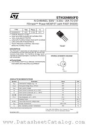 STW20NM50FD datasheet pdf SGS Thomson Microelectronics