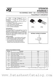 STD2NC50-1 datasheet pdf SGS Thomson Microelectronics