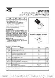 STW7NC90Z datasheet pdf SGS Thomson Microelectronics