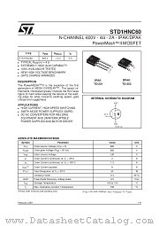 STD1HNC60 datasheet pdf SGS Thomson Microelectronics