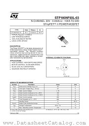 STP100NF03L-03 datasheet pdf SGS Thomson Microelectronics