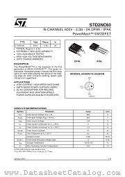 STD2NC60-1 datasheet pdf SGS Thomson Microelectronics