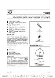 TS4040DIZT-2.5 datasheet pdf SGS Thomson Microelectronics