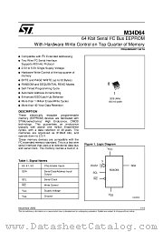 M34D64-W datasheet pdf SGS Thomson Microelectronics