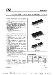ST92E141K4D0 datasheet pdf SGS Thomson Microelectronics
