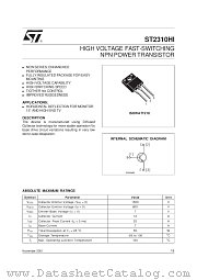 ST2310HI datasheet pdf SGS Thomson Microelectronics