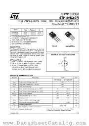 STW10NC60 datasheet pdf SGS Thomson Microelectronics