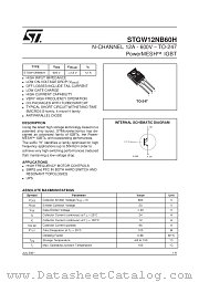 STGW12NB60H datasheet pdf SGS Thomson Microelectronics