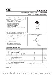 STB20NE06 datasheet pdf SGS Thomson Microelectronics