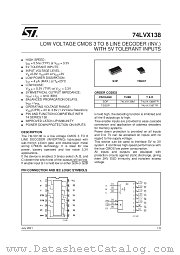 74LVX138TTR datasheet pdf SGS Thomson Microelectronics