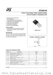 ST2001HI datasheet pdf SGS Thomson Microelectronics