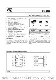 74AC125TTR datasheet pdf SGS Thomson Microelectronics