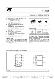 74AC20TTR datasheet pdf SGS Thomson Microelectronics