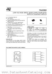 74LCX02MTR datasheet pdf SGS Thomson Microelectronics