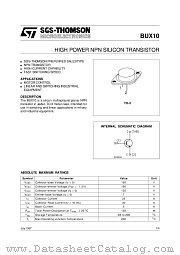BUX10 datasheet pdf SGS Thomson Microelectronics