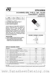 STW14NB50 datasheet pdf SGS Thomson Microelectronics