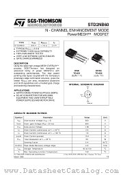 STD2NB60 datasheet pdf SGS Thomson Microelectronics