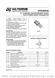 STW20NA50 datasheet pdf SGS Thomson Microelectronics