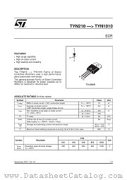 TYN1010 datasheet pdf SGS Thomson Microelectronics