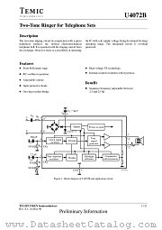 U4072B datasheet pdf TEMIC