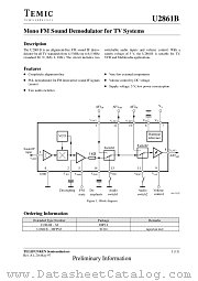 U2861B datasheet pdf TEMIC