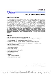 W78E516B datasheet pdf Winbond Electronics