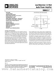 SSM2211S-REEL7 datasheet pdf Analog Devices