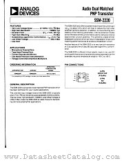 SSM2220S datasheet pdf Analog Devices