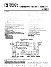 ADF7022 datasheet pdf Analog Devices