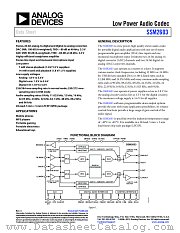 SSM2603 datasheet pdf Analog Devices