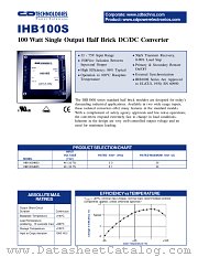 IHB100S4803 datasheet pdf C&D Technologies