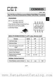CEM9935 datasheet pdf Chino-Excel Technology