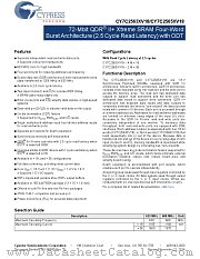 CY7C2565XV18-633BZC datasheet pdf Cypress