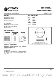 DCR1376SBA28 datasheet pdf Dynex Semiconductor