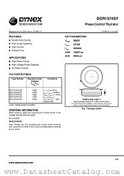 DCR1574SY26 datasheet pdf Dynex Semiconductor