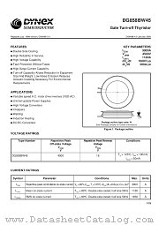 DG858BW45 datasheet pdf Dynex Semiconductor