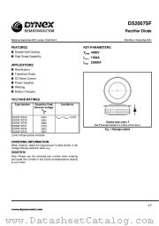 DS2007SF38 datasheet pdf Dynex Semiconductor