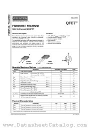 FQD2N30 datasheet pdf Fairchild Semiconductor