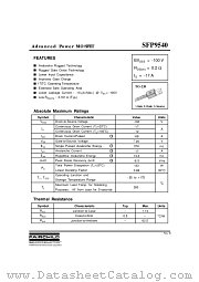 SFP9540 datasheet pdf Fairchild Semiconductor