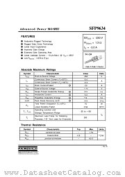 SFP9634 datasheet pdf Fairchild Semiconductor