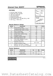 SFP9640L datasheet pdf Fairchild Semiconductor