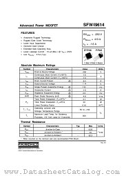 SFW9614 datasheet pdf Fairchild Semiconductor