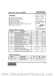 SSF25N40A datasheet pdf Fairchild Semiconductor
