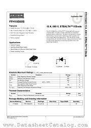 FFH15S60S datasheet pdf Fairchild Semiconductor