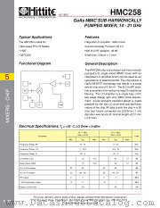 HMC258 datasheet pdf Hittite Microwave Corporation