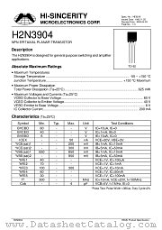 H2N3904 datasheet pdf Hi-Sincerity Microelectronics
