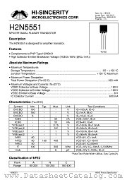 H2N5551 datasheet pdf Hi-Sincerity Microelectronics