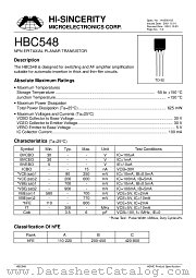 HBC548 datasheet pdf Hi-Sincerity Microelectronics